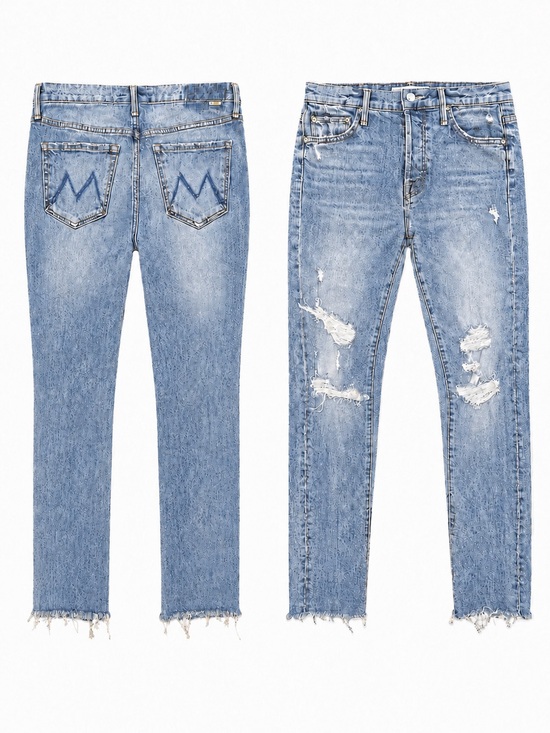 MOTHER Denim - Mother jeans Trickster skimp fray thrill seeker raw hem distressed blue denim 24